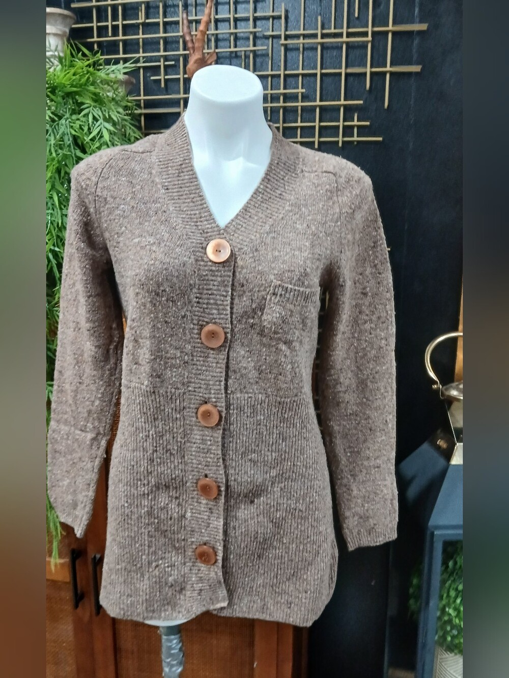 Talbots Italian Merino Wool Blend Tweed Cardigan Sweater | Small